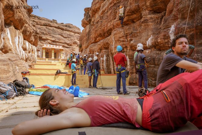 Rock climbing in Badami Rock climbing in Badami