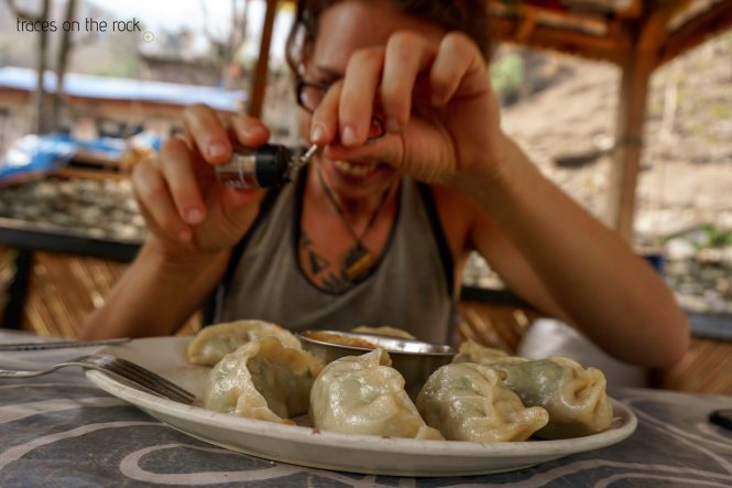 Manaslu Trek - Momos in Machhakhola Manaslu Trek - Momos in Machhakhola