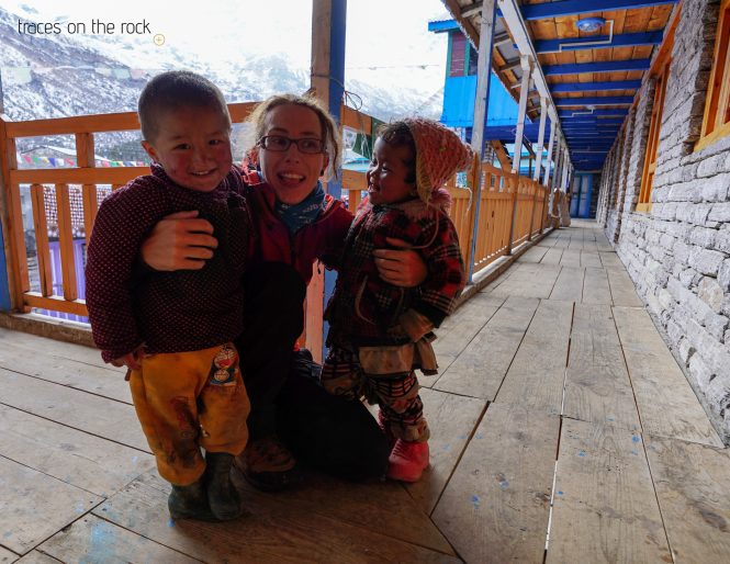 Manaslu Trek - Having fun with the kids in Samagaun Manaslu Trek - Having fun with the kids in Samagaun