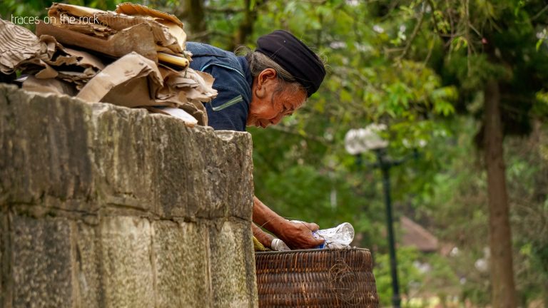 Woman who collects plastic trash in Sapa Woman who collects plastic trash in Sapa