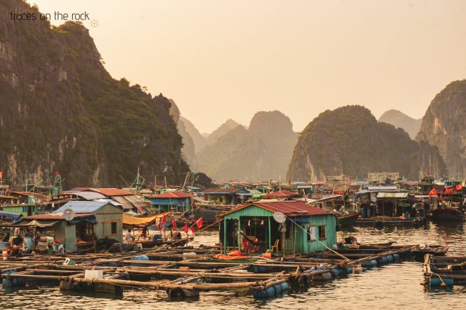 Floating village in the Halong Bay Floating village in the Halong Bay