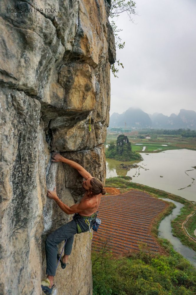 Nice face climbing at The Egg in Yangshuo Nice face climbing at The Egg in Yangshuo