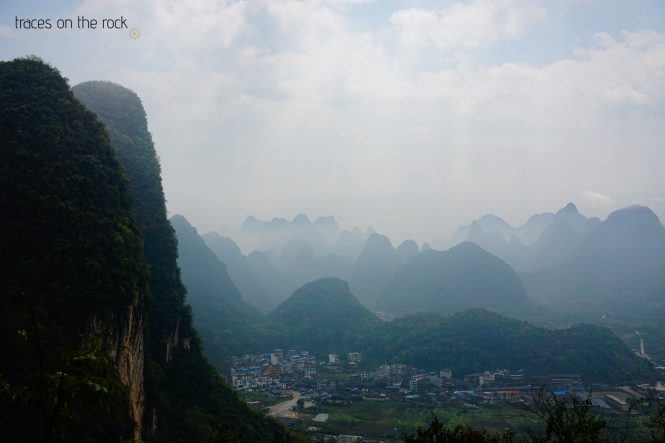 Rainy view of limestone hills in Yangshuo Rainy view of limestone hills in Yangshuo
